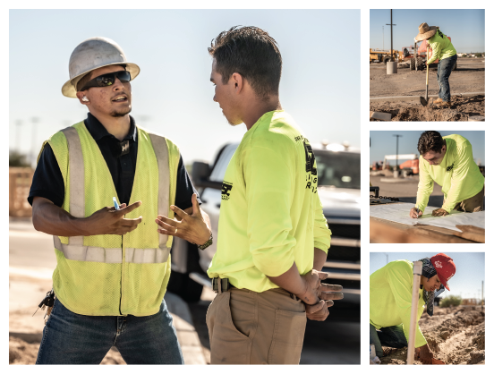 A photo collage of OSC Employees on the jobsite